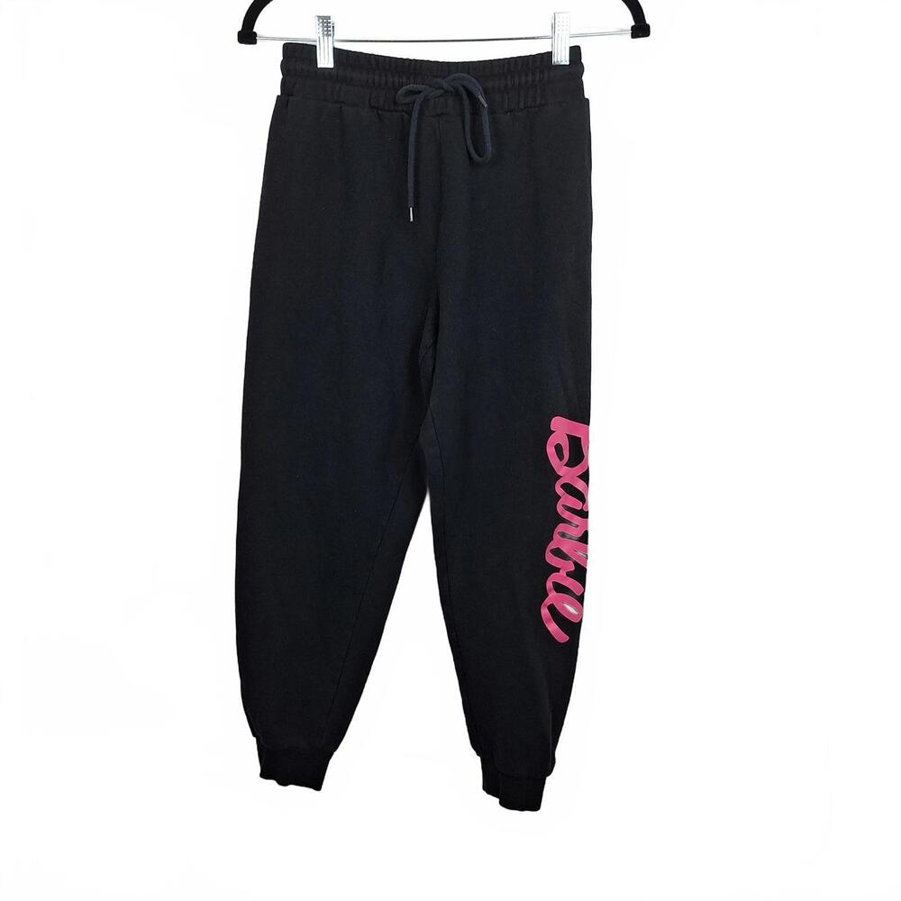 Barbie's Girls Black Sweatpants with Drawstring Size Small Elastic Waist Joggers